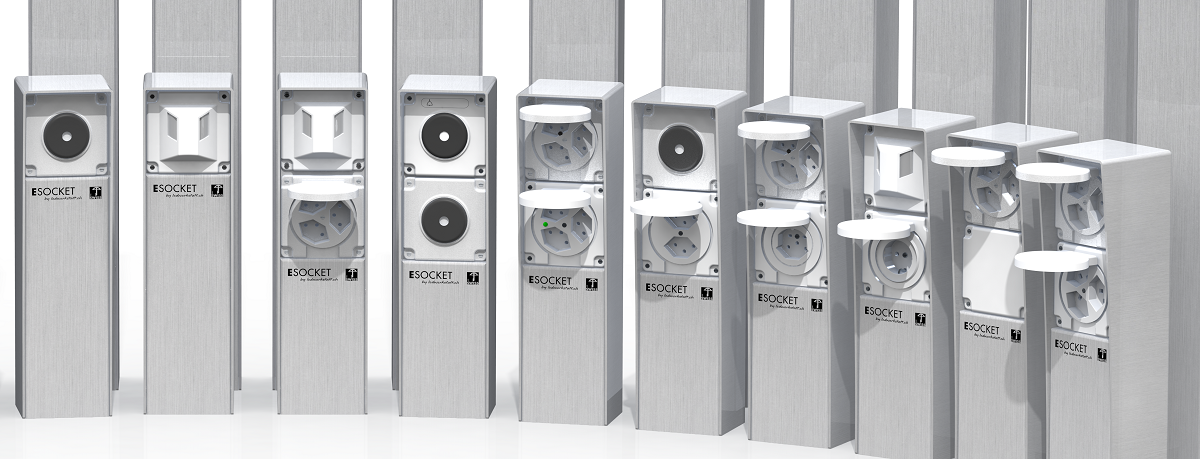 ESocket Steckdosensäule, Feller Edizio NAP Apparate, Elektrosäule, Stromsäule, Gartensteckdose, Design, Feller, Hager, T13, Galerie, IP Schutz, Elektromaterial, EM, Winterhalter, Fenner AG WF